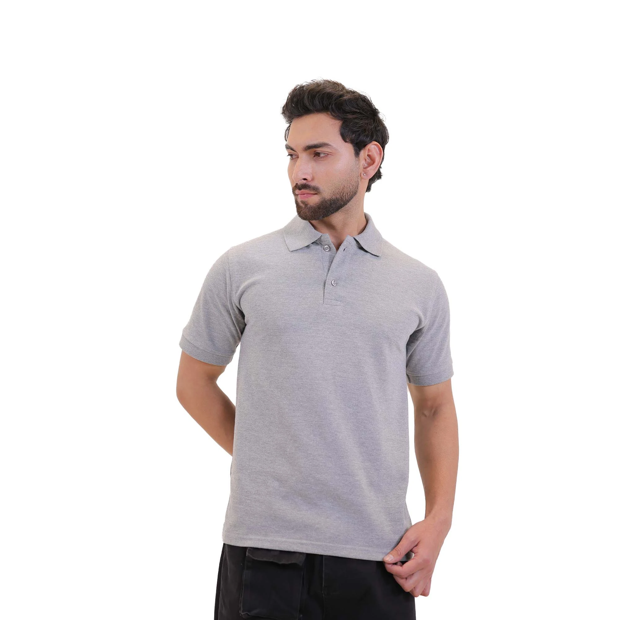 Men’s Solid Grey Polo T-Shirt – Premium Cotton Casual Wear (M, L, XL)