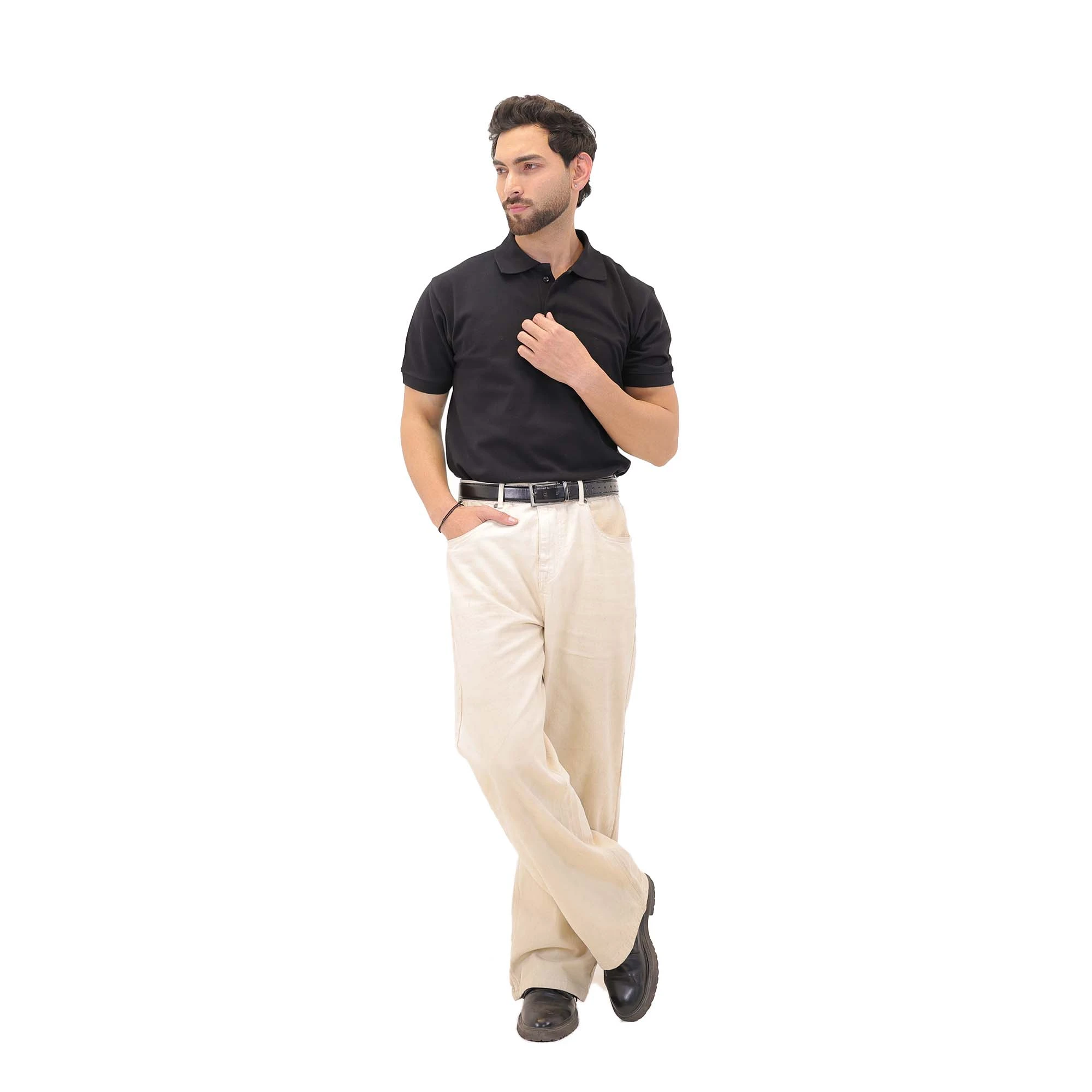 Men’s Classic Black Polo Collar T-Shirt – Soft Cotton Regular Fit (M,L,XL)